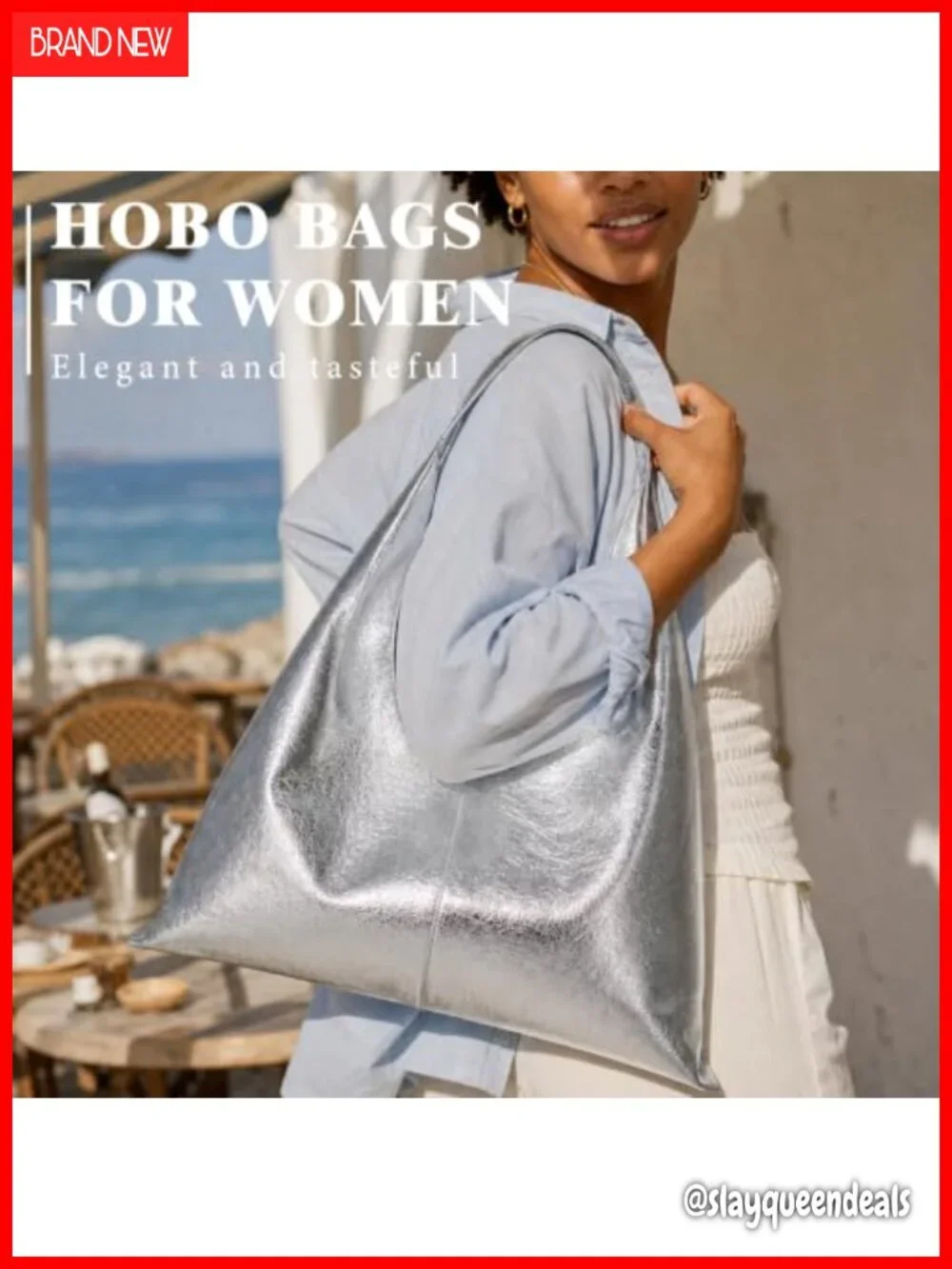 Vegan Leather Slouchy Hobo Bag Women Laptop Tote Shoulder Purse